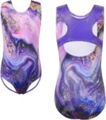 TFJH E Girls Gymnastics Leotard Raceback Sparkle Dance Outfit 3-12 Years