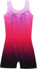Zaclotre Kid Girls Gymnastic Leotard Sparkly Shiny Diamond Dance Outfits | 3-12 Y, One Piece, with Shorts, Ballet, Gym, Biketards, Tumbling, Stretchy