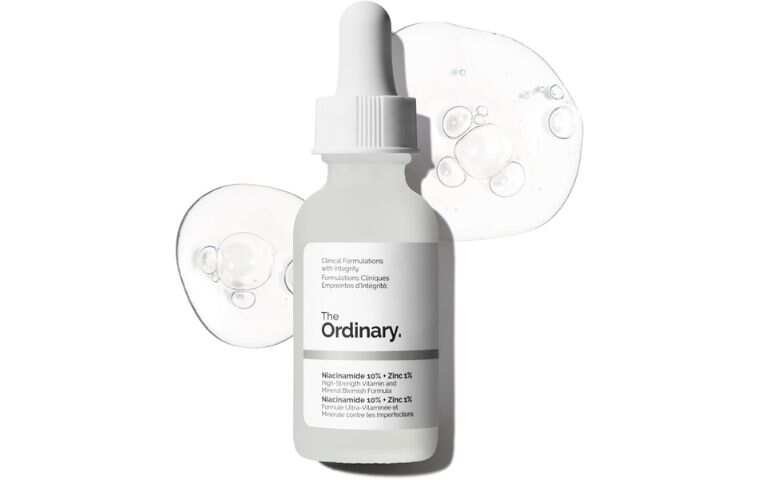 The Ordinary Niacinamide 10% plus Zinc 1% serum bottle for oily and blemish-prone skin