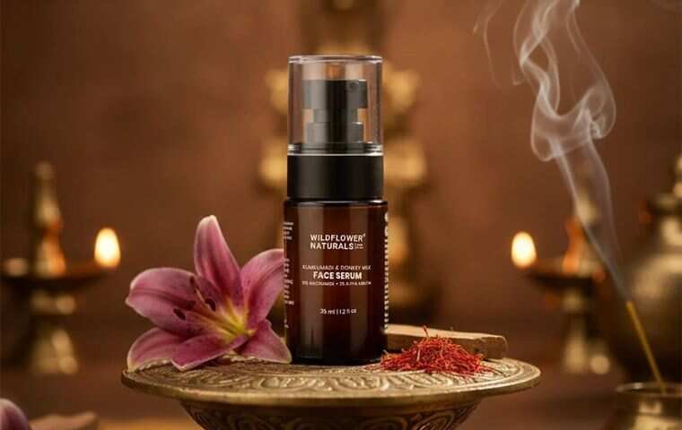 Wildflower Naturals Kumkumadi and Donkey Milk Face Serum with 10% Niacinamide and 2% Alpha Arbutin