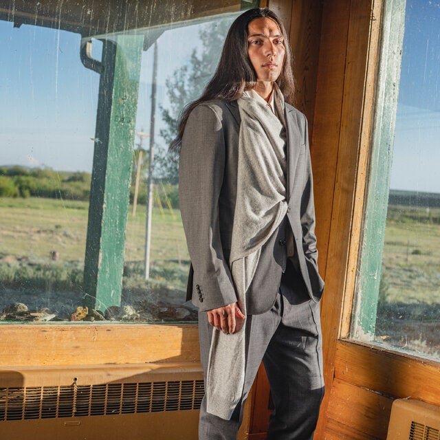 Canali jacket, sweater and pants, us.canali.com; and Dolce & Gabbana shirt, dolcegabbana.com.