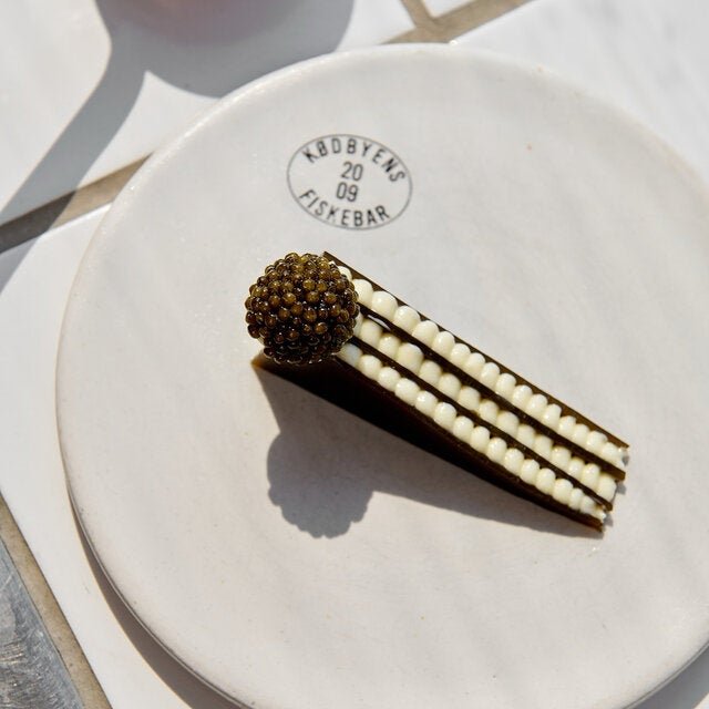 The pastry chef Soren Scheel’s kombu mille-feuille at Copenhagen’s Kodbyens Fiskebar.