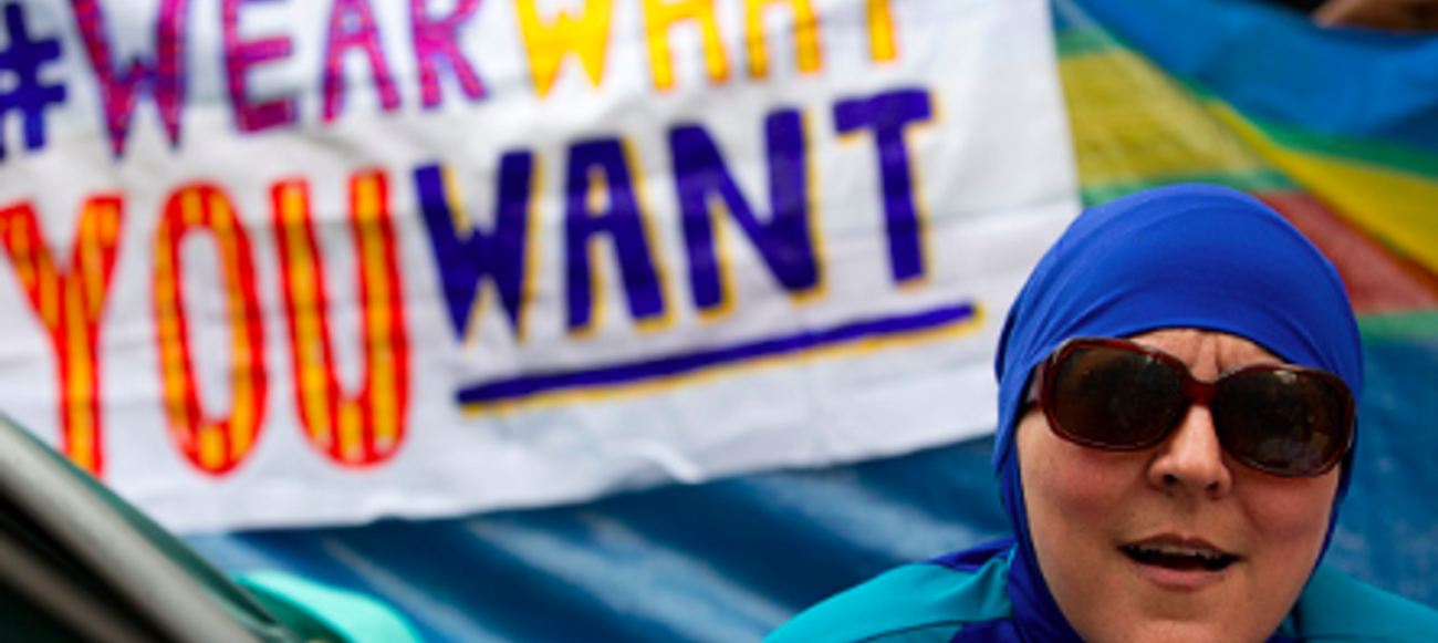 Muslim Women Protest Burkini Ban in France Swimming Pool