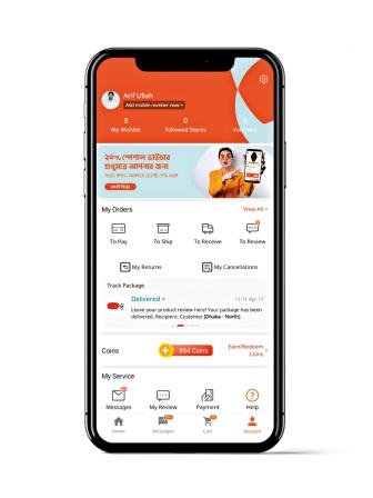 Daraz mobile app interface