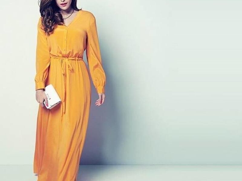 Yalda Golsharifi models a dress for her DKNY 'Ramadan Collection'