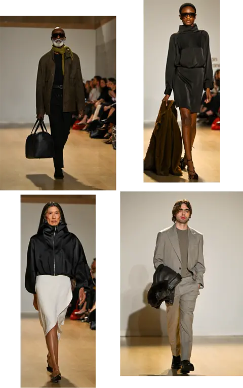 Getty Images A composite image of various models wearing M&S garments on the catwalk at London Fashion Week