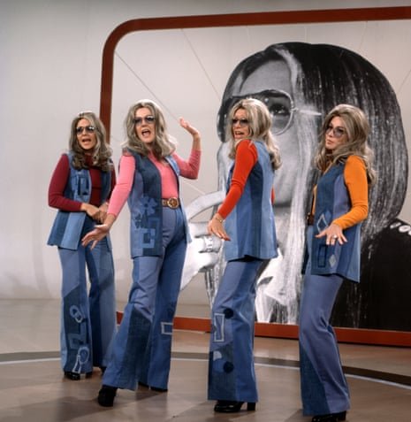 From left: Brenda Vaccaro, Lynn Redgrave, Liz Torres and Lee Grant dressed as Gloria Steinem in the CBS television special, The Shape of Things, 19 October 1973.
