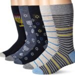 Amazon Essentials Men's Patterned Cotton Dress Crew Socks, 5 Pairs