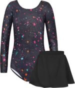 Gymnastics Leotards for Girls Long Sleeve Toddler Leotard Tumbling Outfit with Removable Skirt 2-12 Years Old