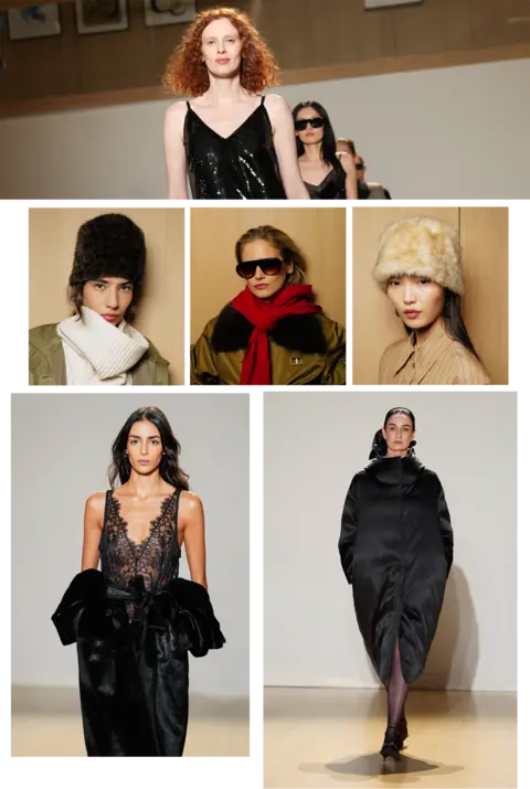 Reuters/Getty Images A composite image of various models wearing M&S garments on the catwalk at London Fashion Week