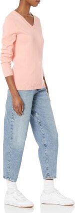 Amazon Essentials Women's Lightweight V-Neck Sweater, Long Sleeve, Ribbed, 100% Cotton - Image 4
