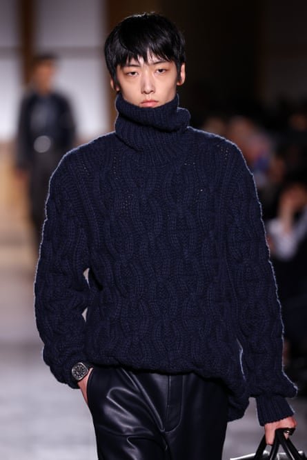 A model on the runway at the Hermès menswear fall/winter 2026-2027 show during Paris fashion week, 24 January 2026.