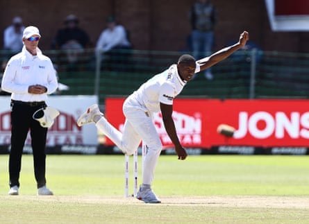 The South Africa bowler Kagiso Rabada in action
