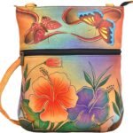 Anna by Anuschka Women's Hand-Painted Genuine Leather Slim Cross Shoulder Bag