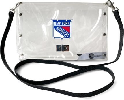 Littlearth NHL Colorado Avalanche Clear Envelope Purse with Black Fashion Strap, Team Color, 10" x 6.5" x 0.5"